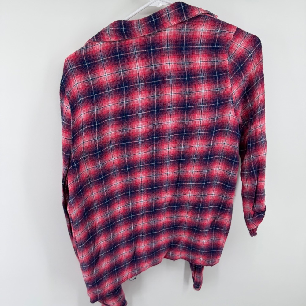 Aeropostale Pink Navy Blue Plaid Button Down Shirt Large Casual Long Sleeve Top - Picture 4 of 5